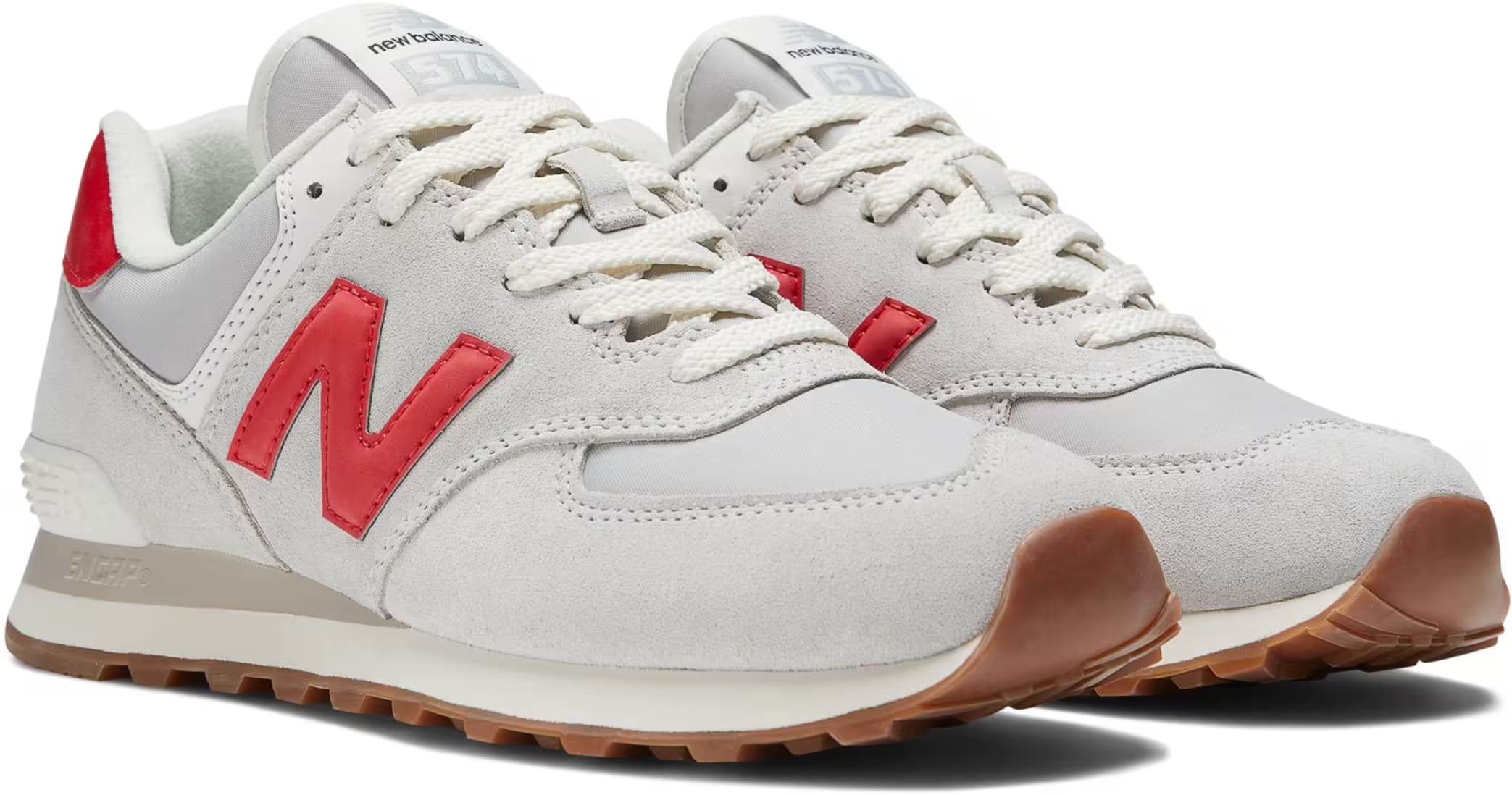 New Balance 574 White Red Grey Gum