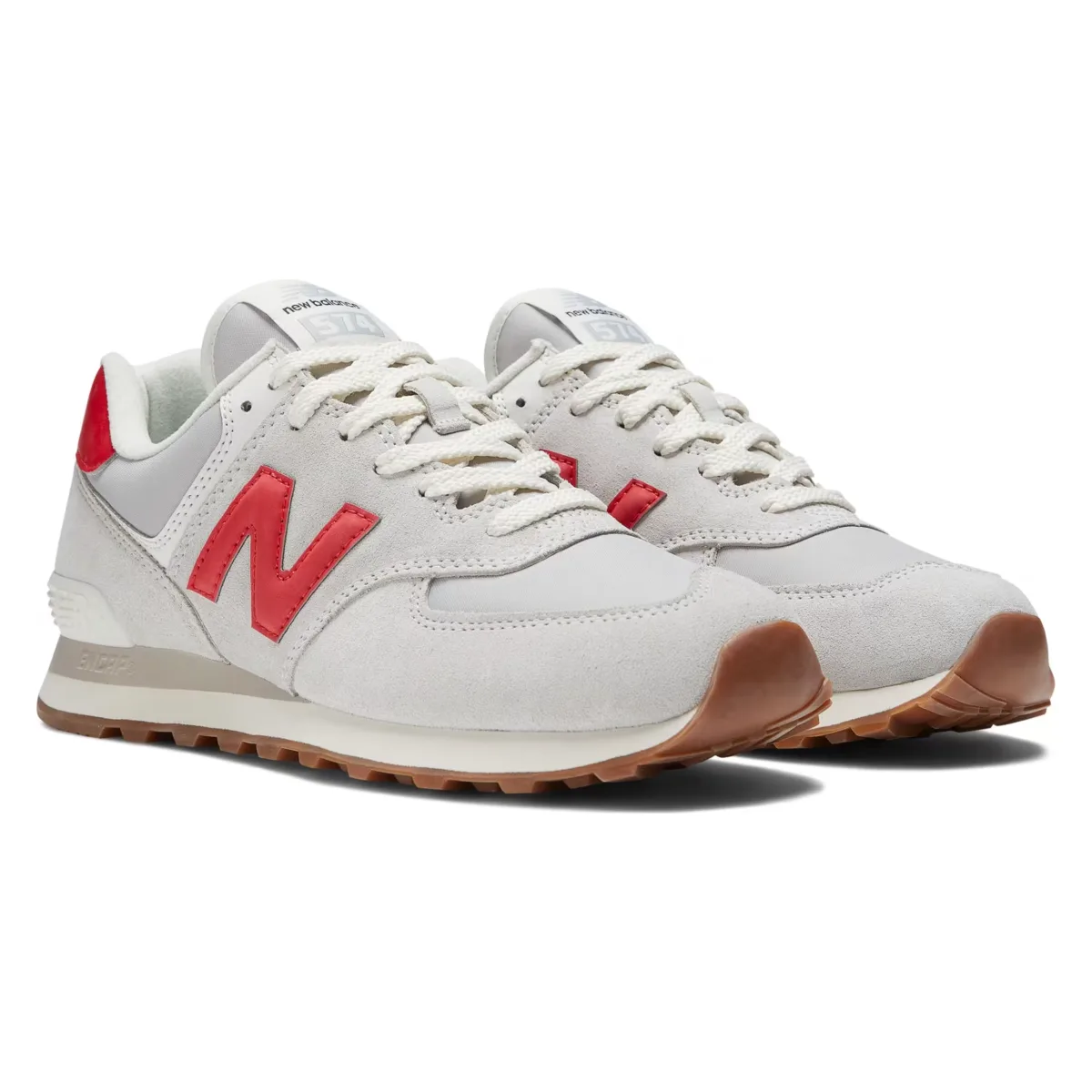 New Balance 574 White Red Grey Gum