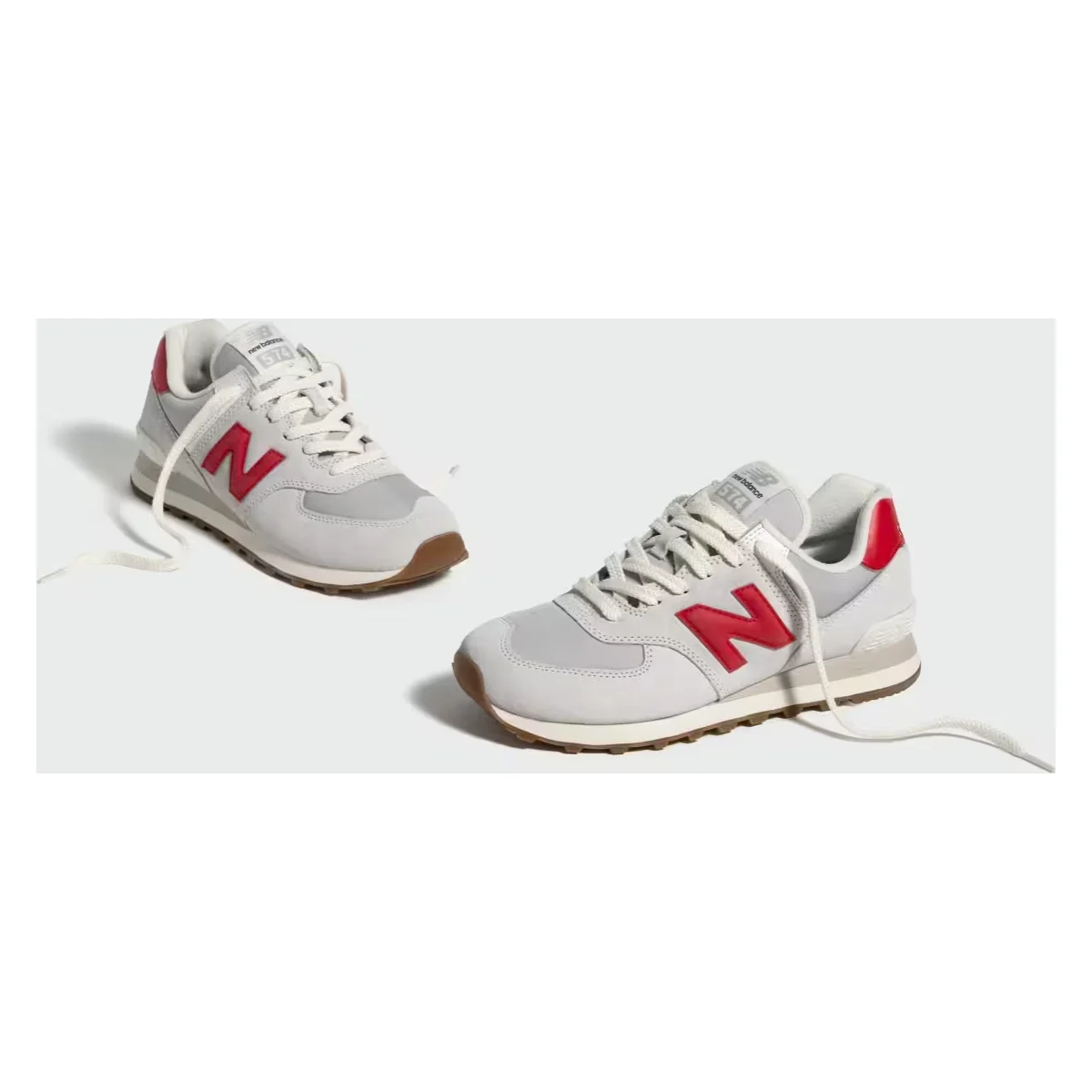 New Balance 574 White Red Grey Gum