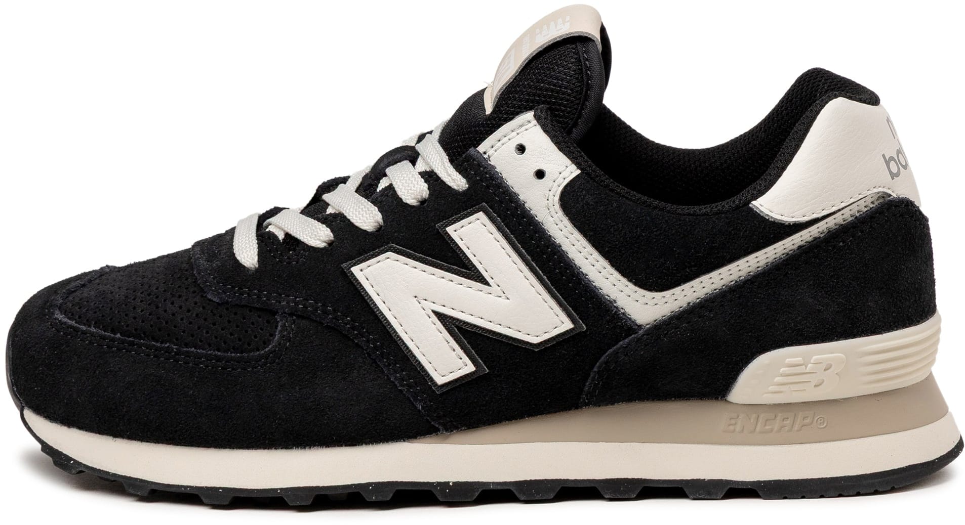 New Balance 574 Black White Beige