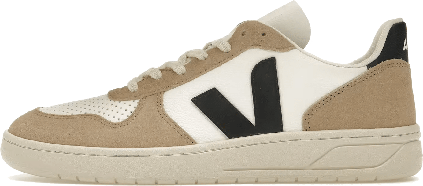 Veja V-10 Chromefree Leather White Black Sahara