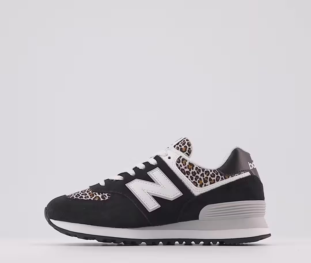 New Balance 574 Black Beige Leopard Print (Women's)