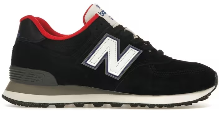 New Balance 574 Black White Varsity Red (Women's)