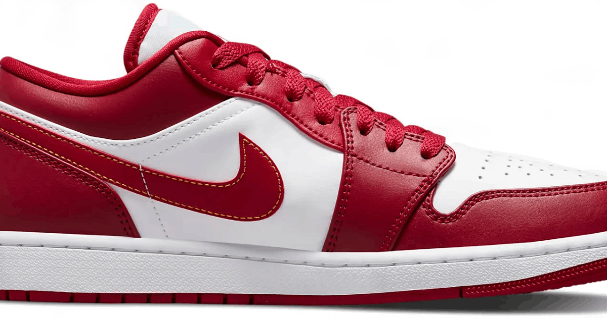 jordan one low red white