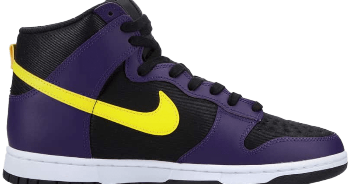 nike dunk high purple yellow